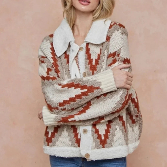 New! Quilted Knit Sweater Coat Jacket - Picture 2 of 6